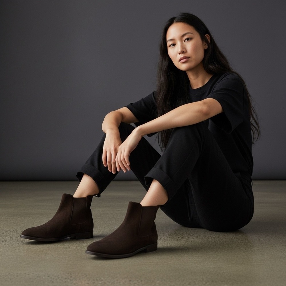 Jack Erwin Dark Brown Suede Chelsea Boots Women's Ankle Booties‎